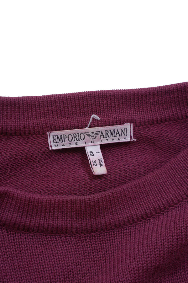 90's "EMPOLIO ARMANI" -Logo Design C/N Cotton Knit Sweater-