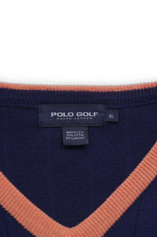 90's "POLO GOLF" -V/N Cotton Knit Vest-