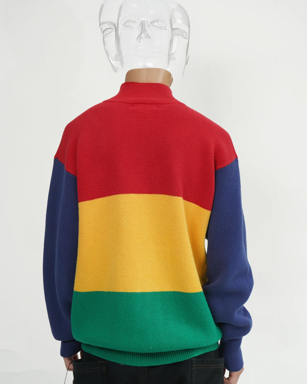 90's "RALPH LAUREN" -"RL-92" Multi Color Cotton Knit Zip Cardigan-