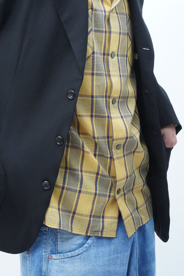 70's "UNKNOWN" -Cotton/Polyester L/S Check Shirt-