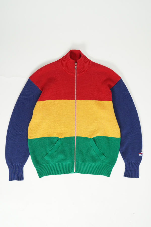 90's "RALPH LAUREN" -"RL-92" Multi Color Cotton Knit Zip Cardigan-