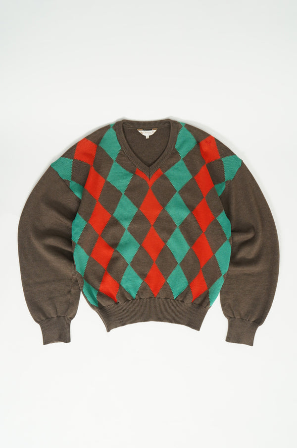80`s "CHRISTIAN DIOR" -Wool V/N Knit Sweater-