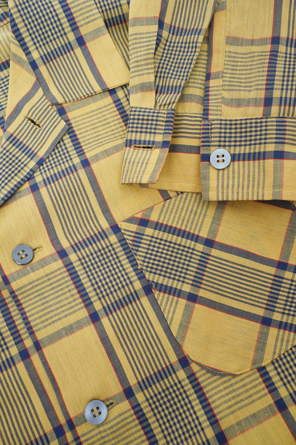 70's "UNKNOWN" -Cotton/Polyester L/S Check Shirt-