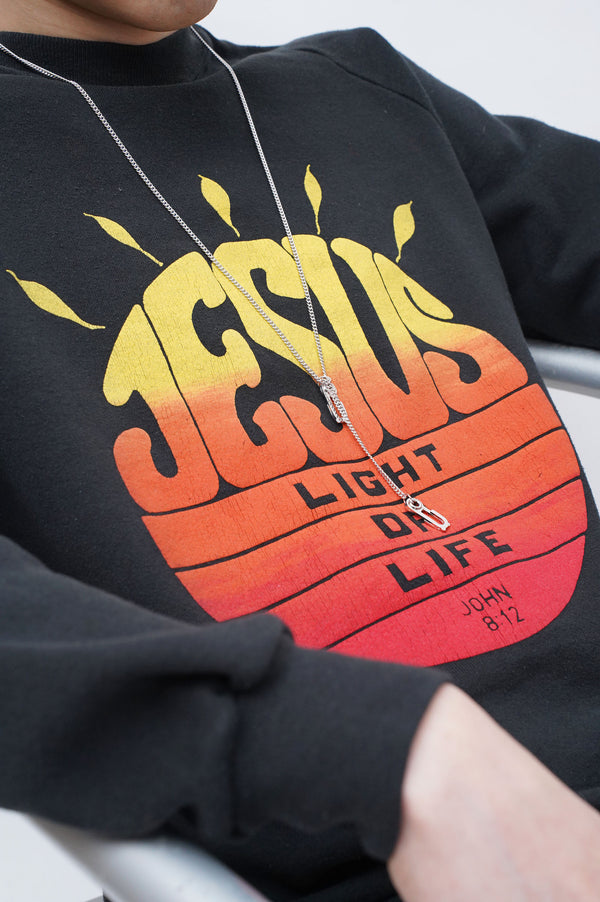 90's "JERZEES" -"JESUS LIGHT OF LIFE" Printed C/N Sweat Shirt-