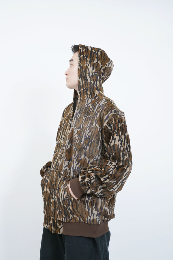 80's "CARHARTT" -Camo Pattern Pile Zip Parka-
