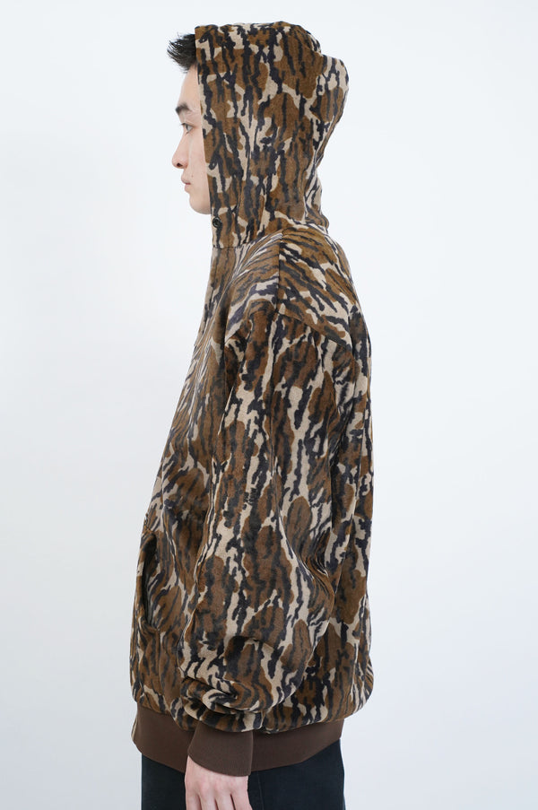 80's "CARHARTT" -Camo Pattern Pile Zip Parka-