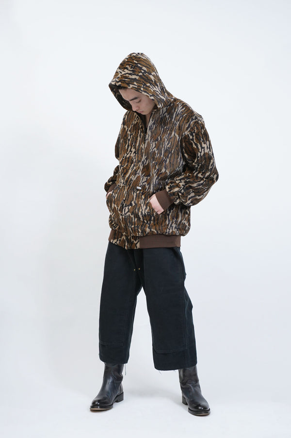 80's "CARHARTT" -Camo Pattern Pile Zip Parka-