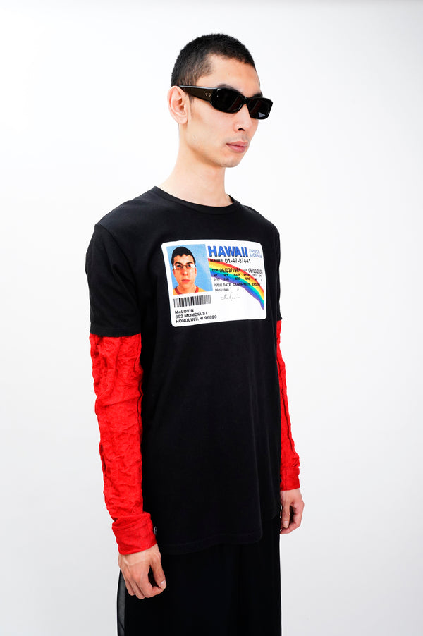 "SUPERBAD" -"HAWAII DRIVER LICENSE" Print S/S Tee-