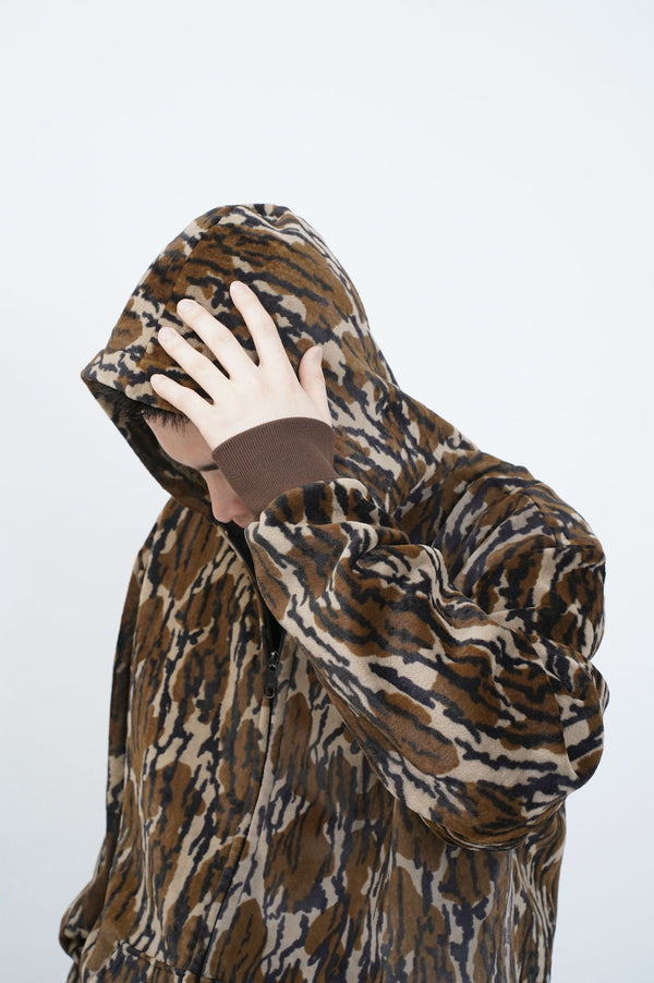80's "CARHARTT" -Camo Pattern Pile Zip Parka-
