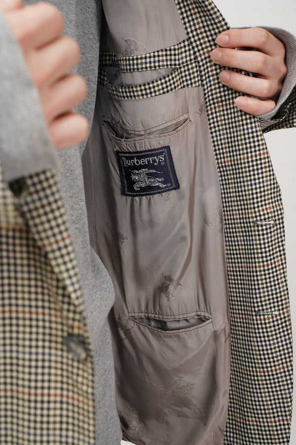 80's "BURBERRYS'" -Check Pattern Wool Tailored Jacket-