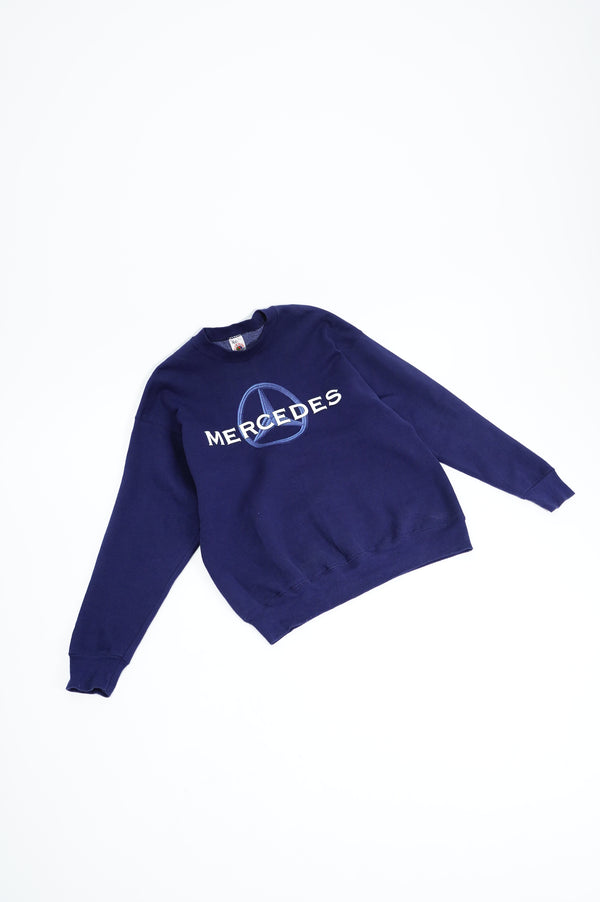 90's "FRUIT OF THE LOOM" -"MERCEDES" Logo Puff Print Crew Neck Sweat Shirt-