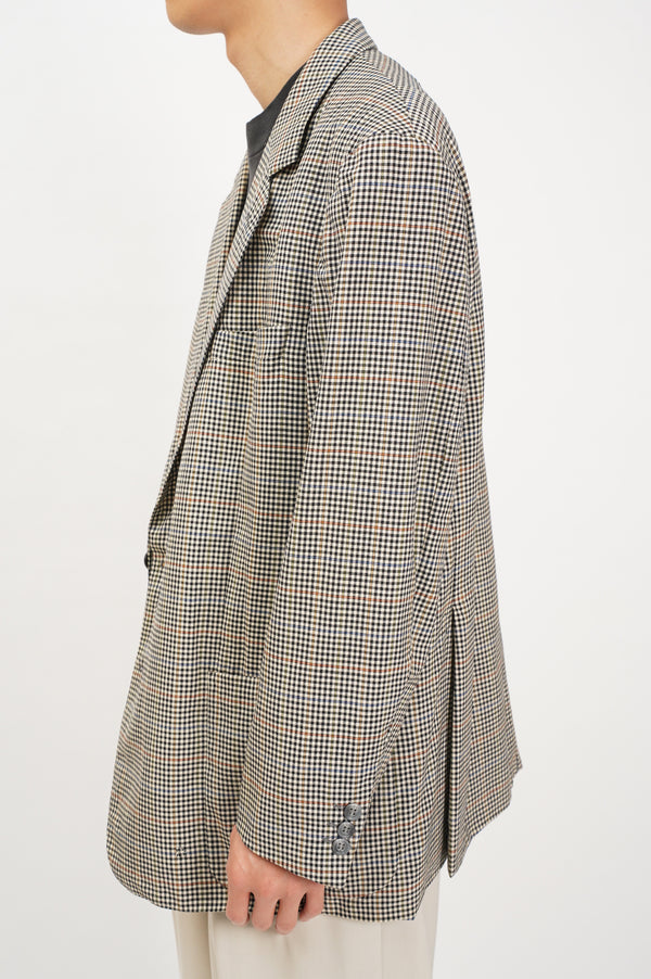 80's "BURBERRYS'" -Check Pattern Wool Tailored Jacket-