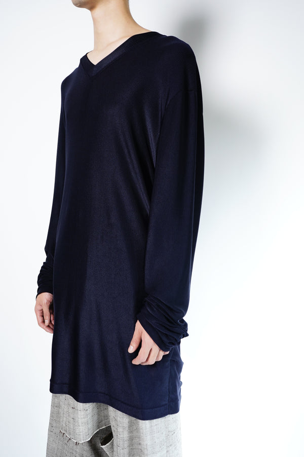 90's "EMPORIO ARMANI" -Oversized V Neck Jersey L/S Tee-