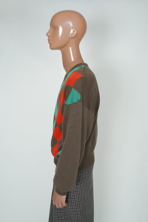 80`s "CHRISTIAN DIOR" -Wool V/N Knit Sweater-