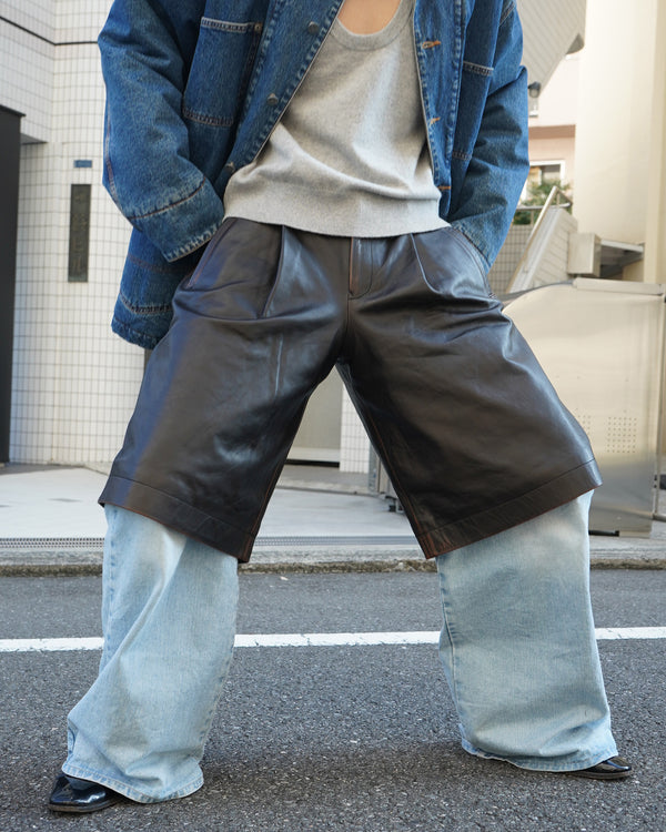 KHOKI -Leather Baggy Shorts-