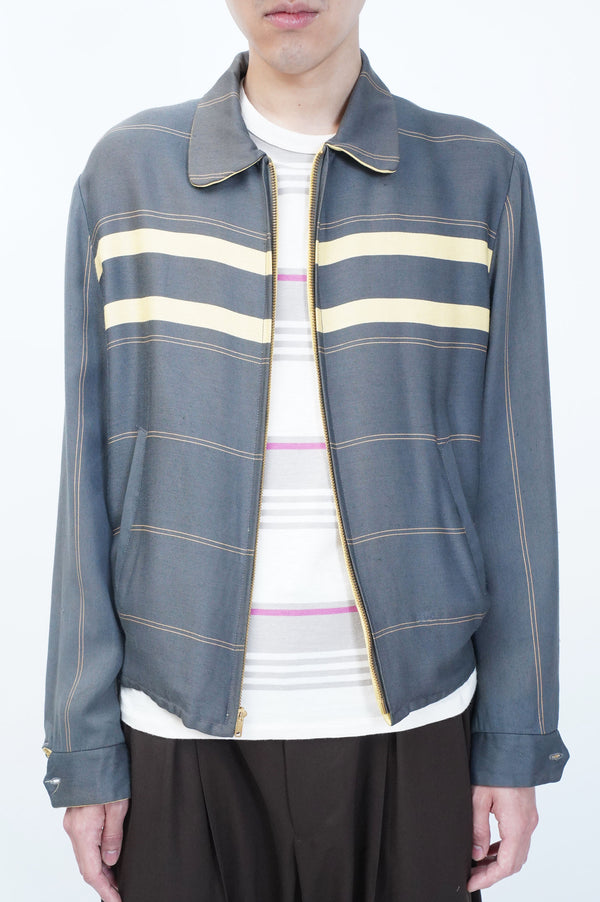 50's "UNKNOWN" -Reversible Rayon Gabardine Zip-up Jacket-