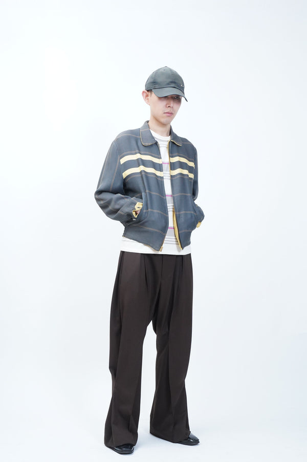 50's "UNKNOWN" -Reversible Rayon Gabardine Zip-up Jacket-