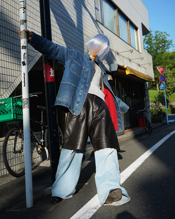 KHOKI -Leather Baggy Shorts-