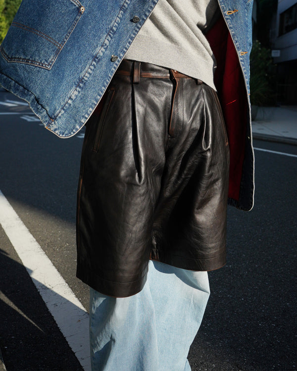 KHOKI -Leather Baggy Shorts-