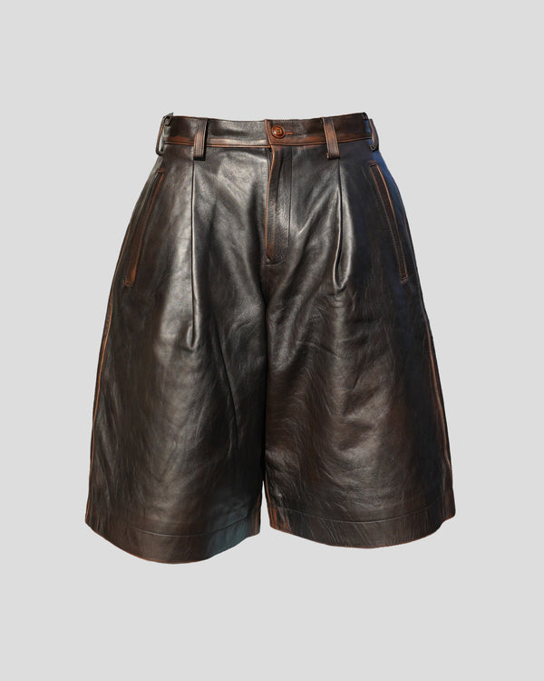 KHOKI -Leather Baggy Shorts-