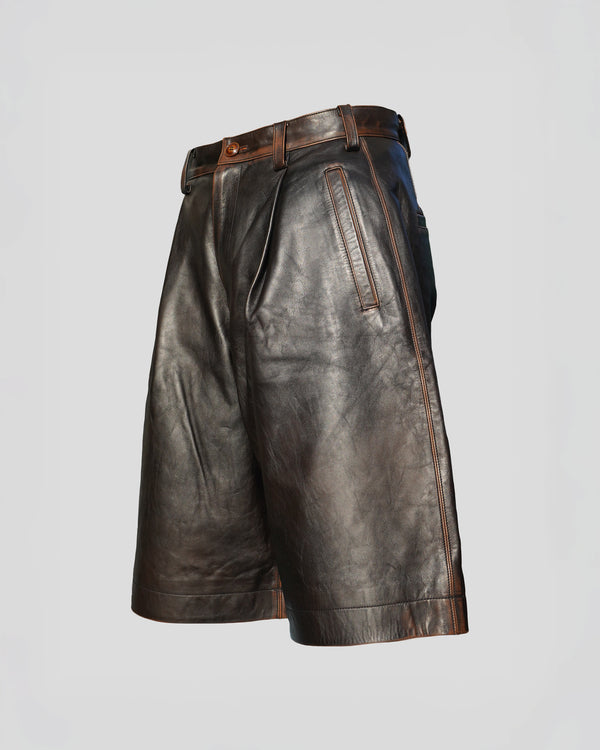 KHOKI -Leather Baggy Shorts-
