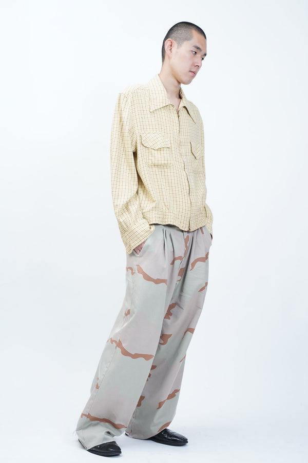 40~50's "UNKNOWN" -Wool Flannel Zip-up Jacket-