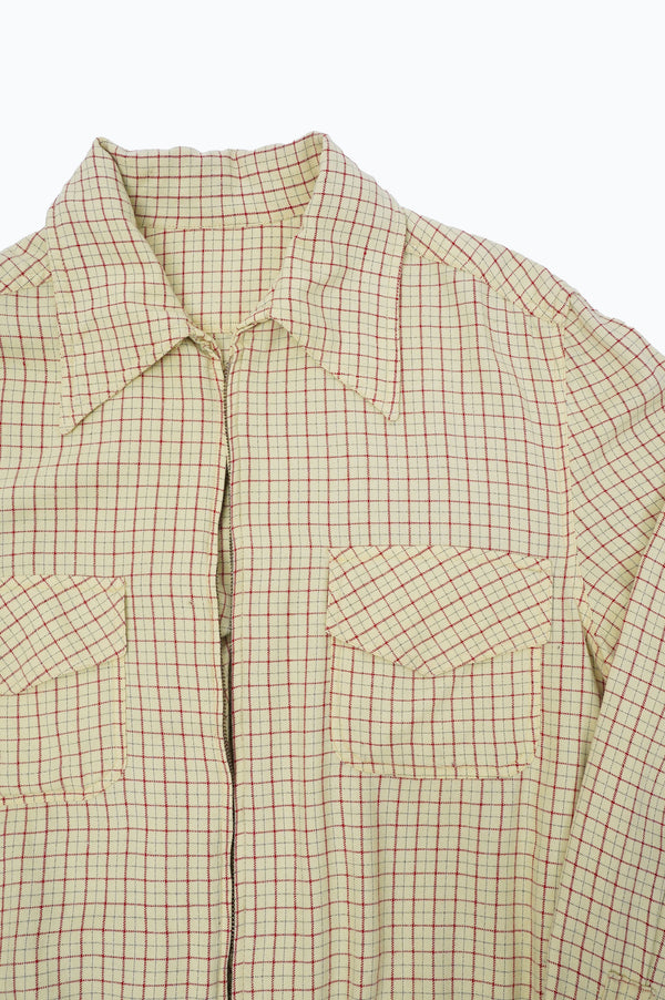 40~50's "UNKNOWN" -Wool Flannel Zip-up Jacket-