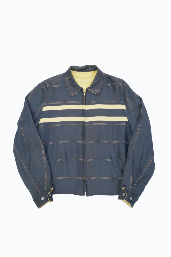 50's "UNKNOWN" -Reversible Rayon Gabardine Zip-up Jacket-