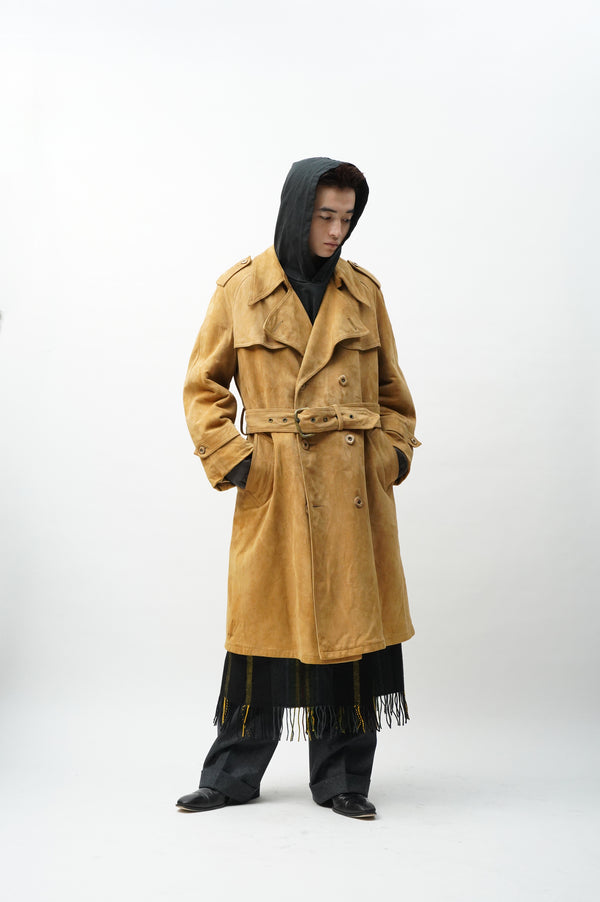 80's "BROOKS BROTHERS"-Leather Long Coat-