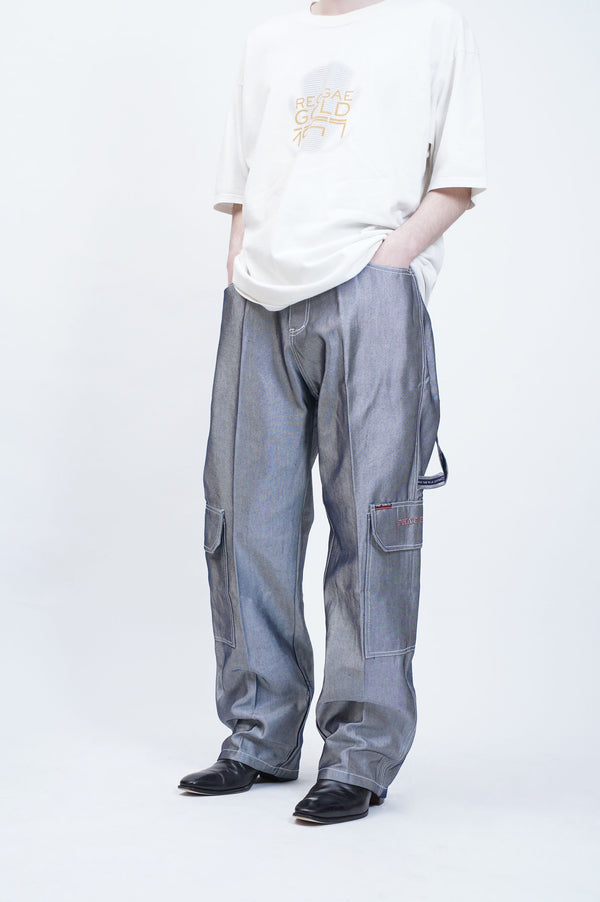 90's "PHAT FARM" -Shiny Denim Painter Pants(DEADSTOCK)-