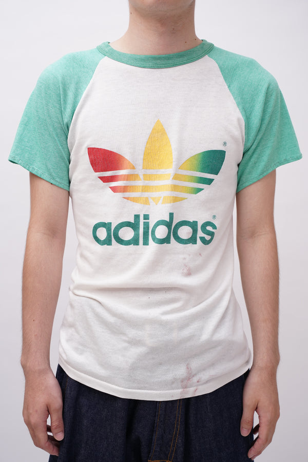 80's "adidas" -Cotton/Poly Ringer Tee-