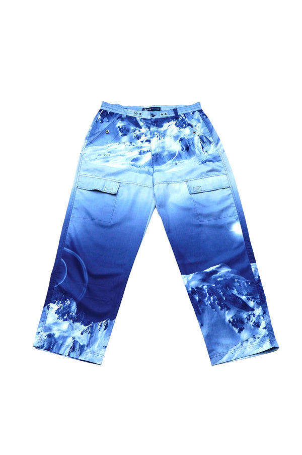 90's "IMPAQ" -Snowy Mountain Pattern Polyester Pants-