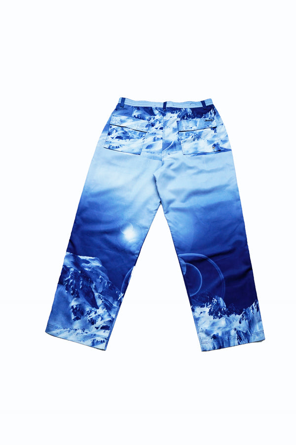 90's "IMPAQ" -Snowy Mountain Pattern Polyester Pants-