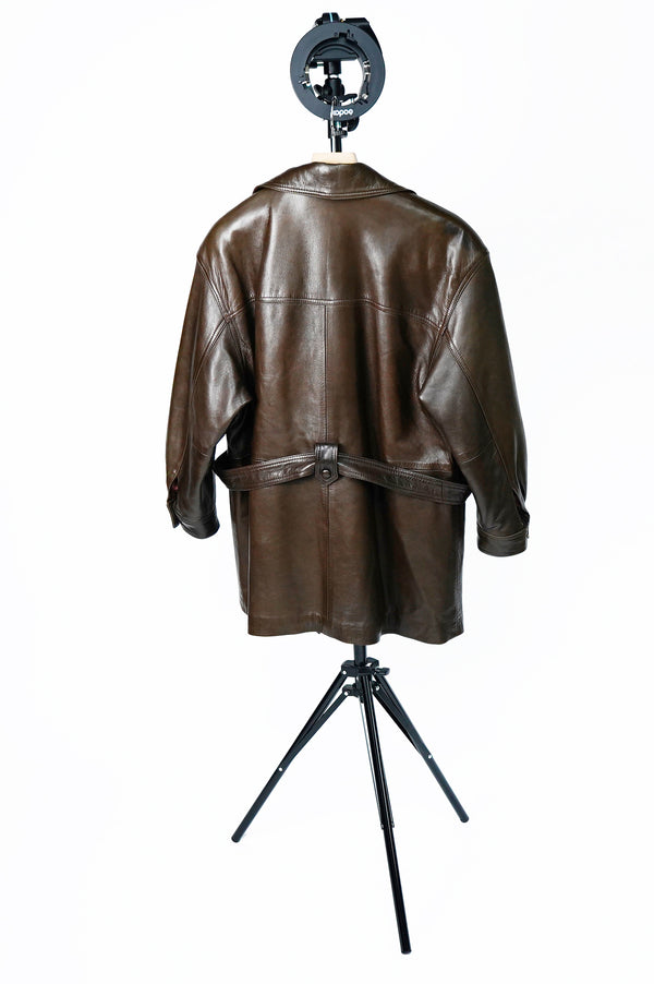 90's "Burberrys'" -Leather Double Riders Coat-