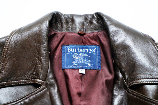 90's "Burberrys'" -Leather Double Riders Coat-