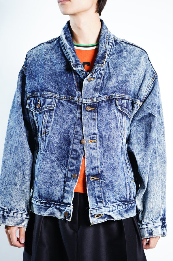 80's "Levi's" -75068-0227 Chemical Washed Denim Jacket-