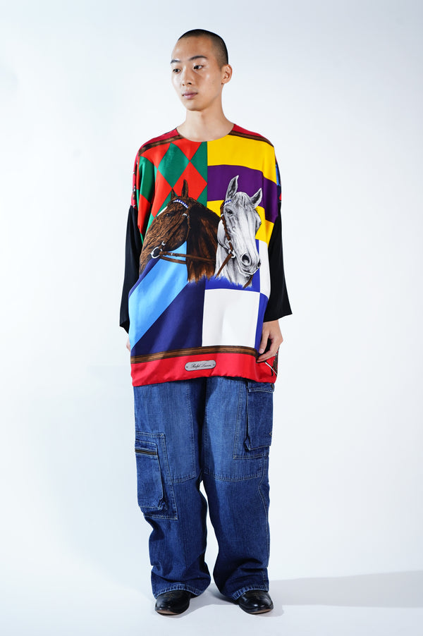 90's "Ralph Lauren" -"SAMPLE" All Over Pattern Silk Pullover-