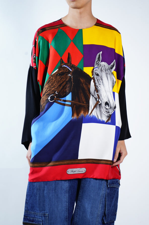 90's "Ralph Lauren" -"SAMPLE" All Over Pattern Silk Pullover-
