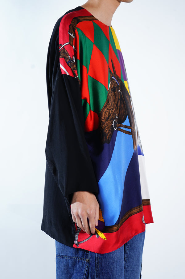 90's "Ralph Lauren" -"SAMPLE" All Over Pattern Silk Pullover-