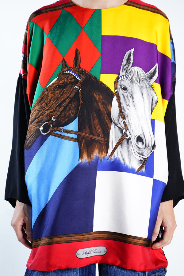 90's "Ralph Lauren" -"SAMPLE" All Over Pattern Silk Pullover-