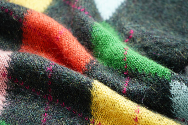 80's "UNITED COLOR OF BENETTON" -Argyle Pattern Crew Neck Mohair Knit Sweater-