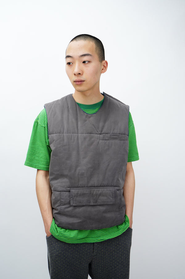 90's "ARMANI JEANS" -U Neck Padding Nylon Vest-