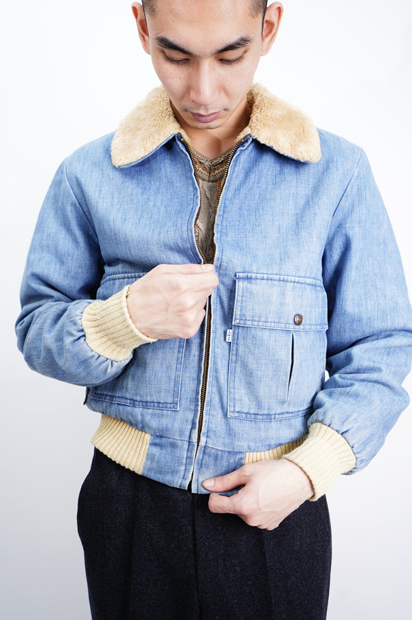 70's "Levi's" -G-1 Type Denim Boa Jacket-