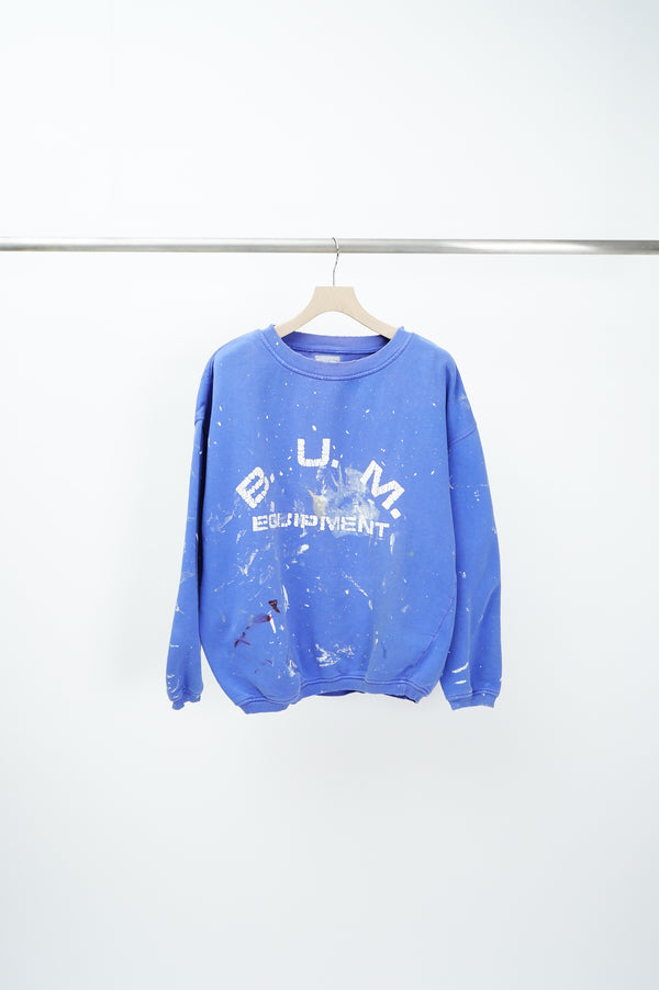 90's "b.u.m. equipment" -Logo Printed Wide Sweat Shirt (Paint)-