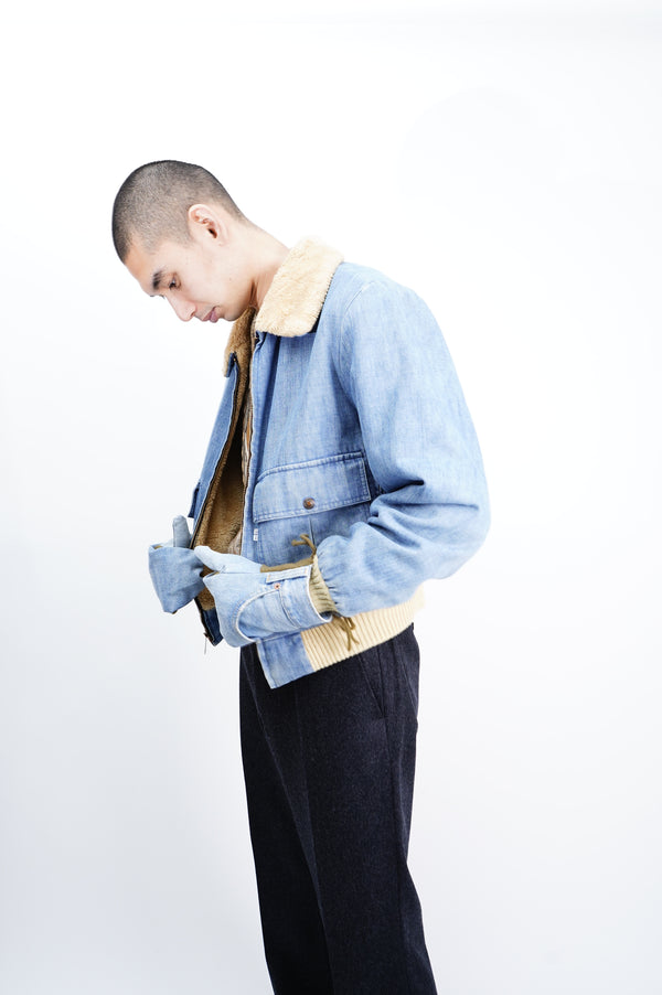 70's "Levi's" -G-1 Type Denim Boa Jacket-