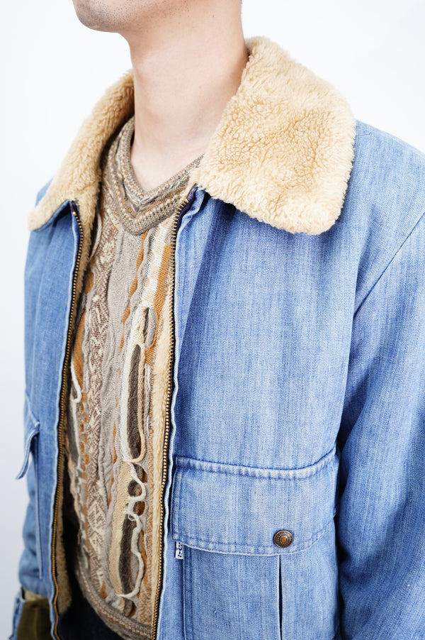 70's "Levi's" -G-1 Type Denim Boa Jacket-