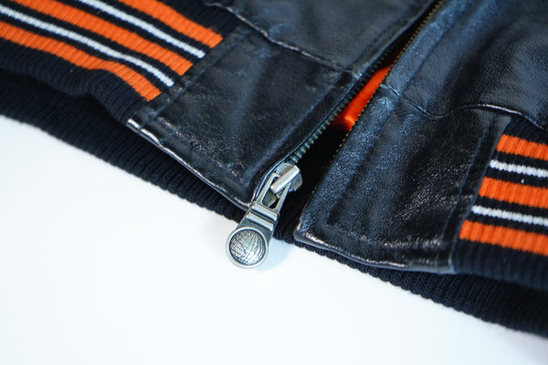 90's "Philadelphia Flyers" -Logo Embroidery Leather Studium Jacket-