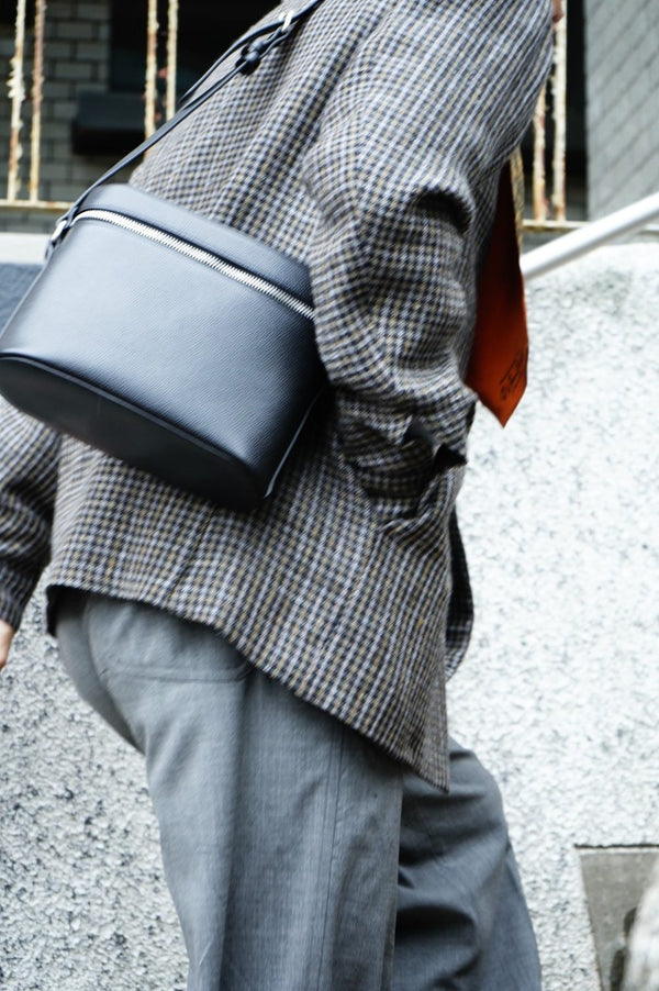 -Brown Check Pattern Fly Front Shirt Jacket-