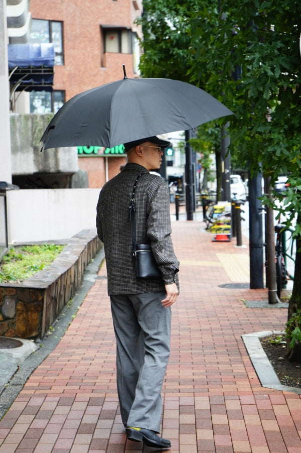 -Brown Check Pattern Fly Front Shirt Jacket-