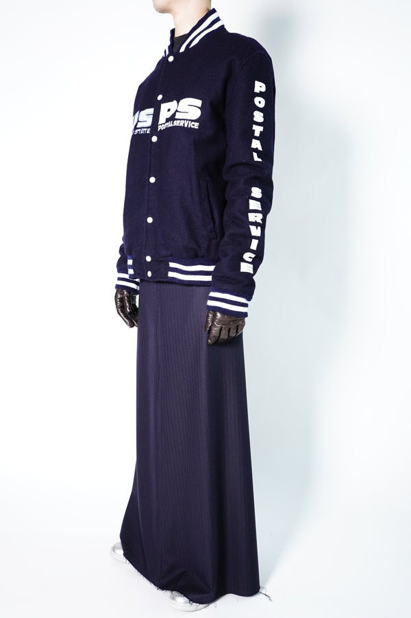 90's "Marty Grace" -"USPS" Logo Patch Embroidery Wool Stadium Jacket-